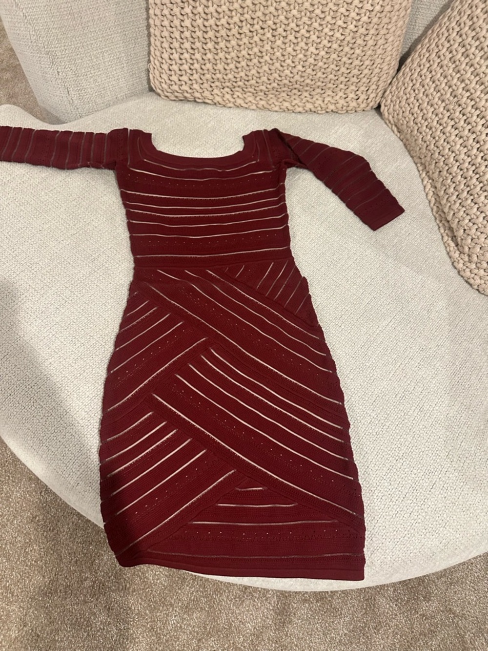 Bailey 44 Maroon Long Sleeve Bandage Dress